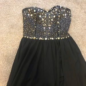 Beautiful bejeweled long black dress